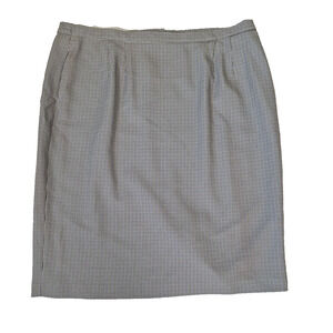 Vintage Black Blue Houndstooth Stright Skirt Women Size 24W Goth Business Casual